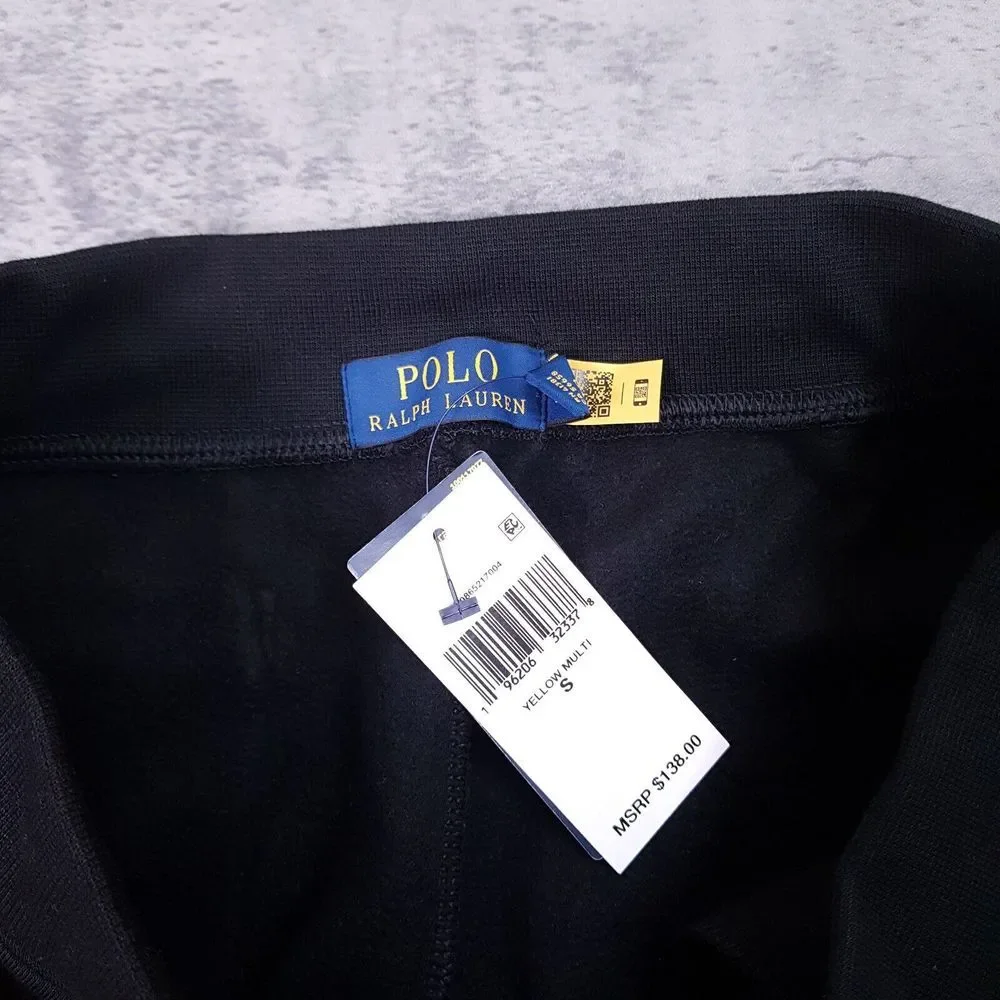 POLO Ralph Lauren Colorblock Logo Jogger Pants Mens Size SMALL Black Yellow‎